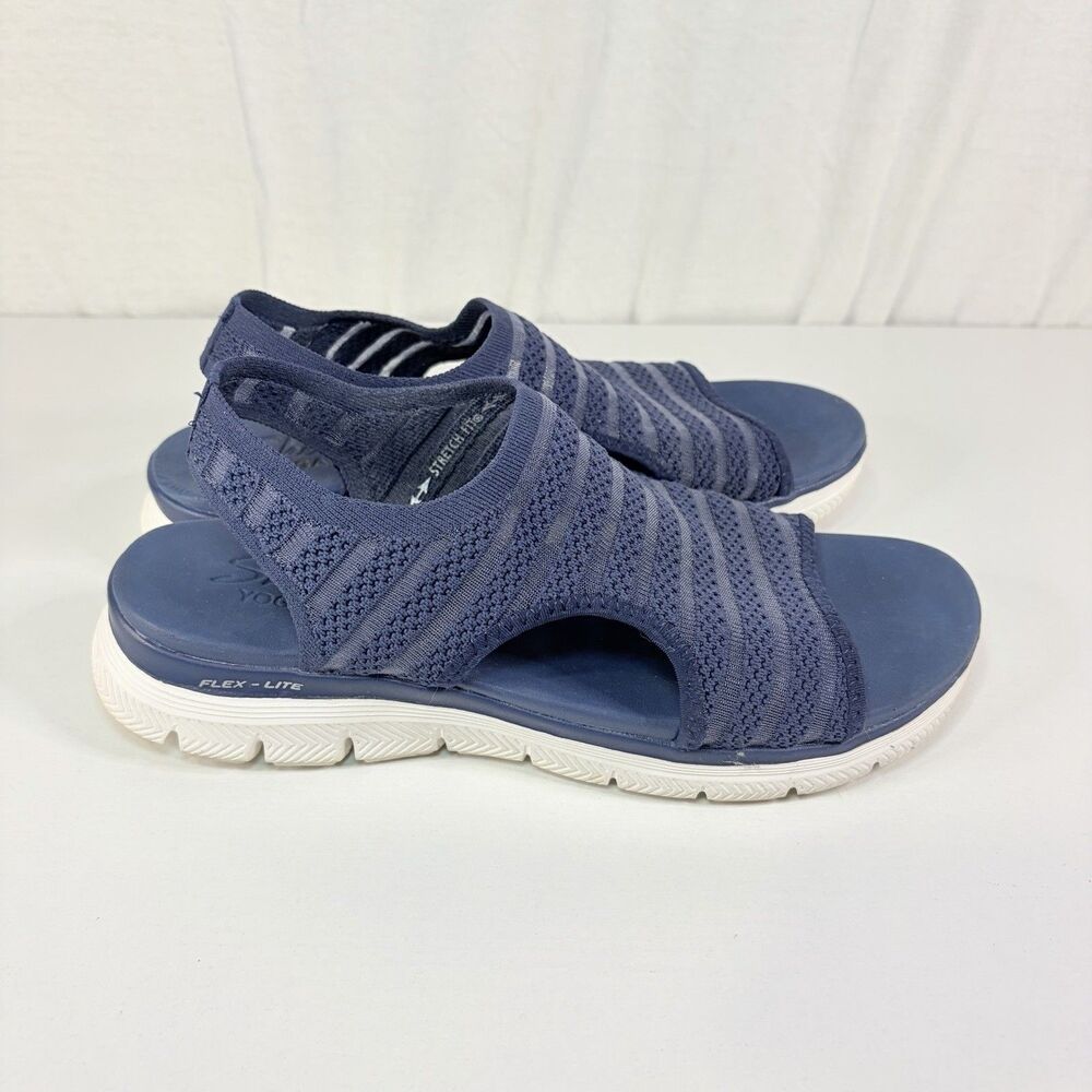 Skechers Slip-on Sandals Women's 11 Blue Sling Back Open Toe Comfort Walking
